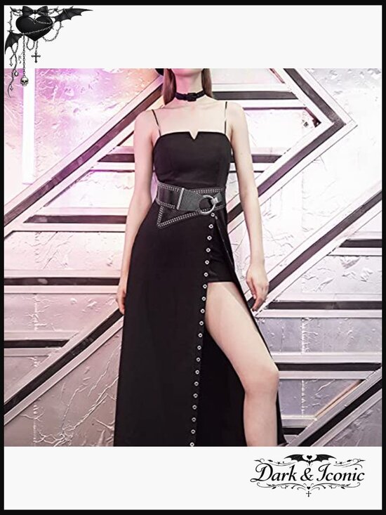 Wide Elastic Studded Punk Belt Chunky Waistband Retro 80s Stretch main image 5